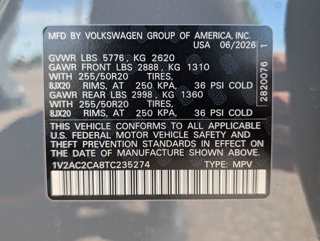 2026 Volkswagen Atlas Cross Sport 2.0T SEL R-Line Black